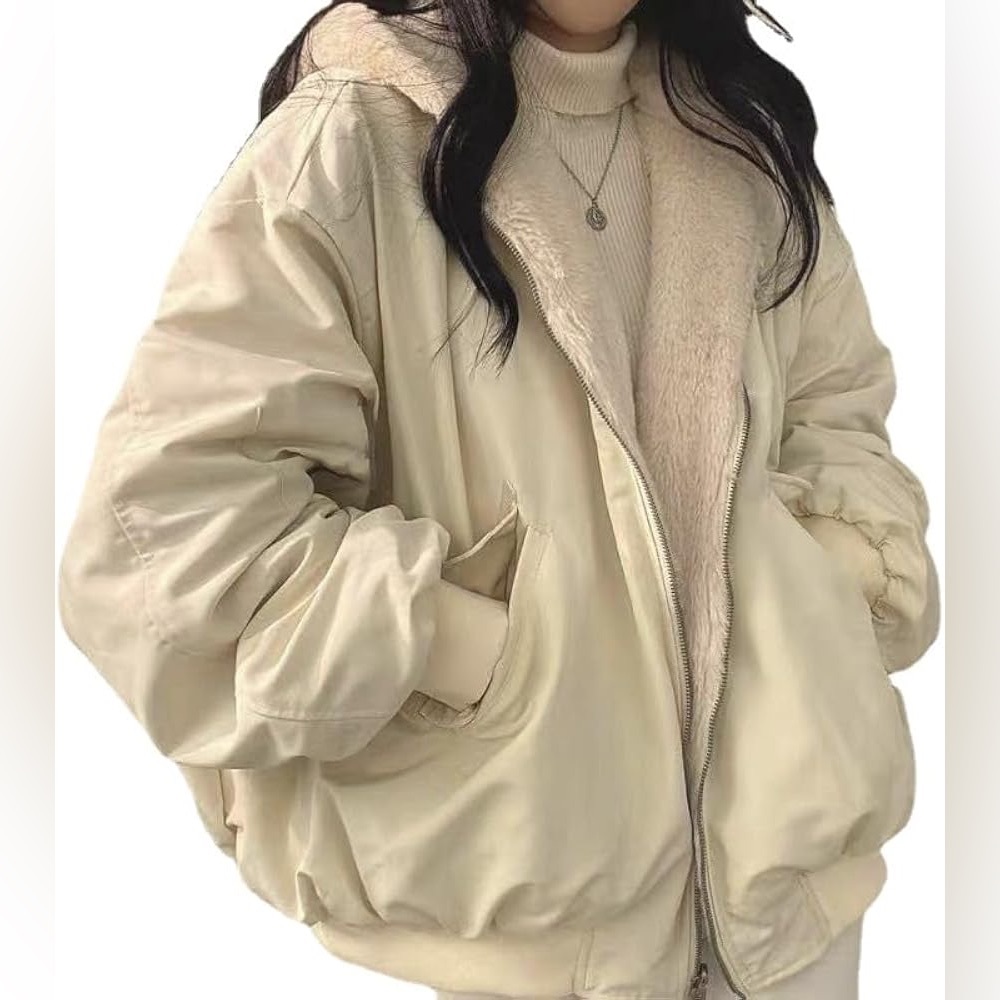 Women's Cream Reversible Hooded Jacket